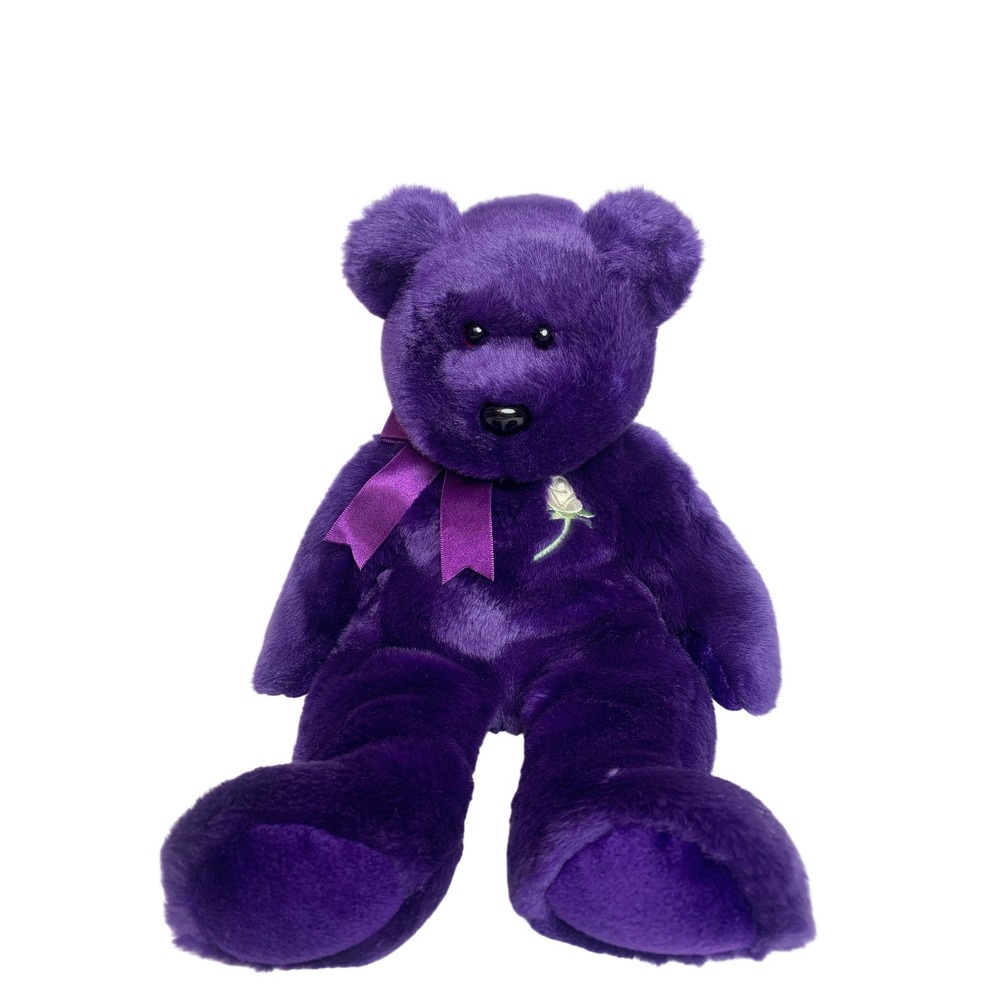 Vintage Ty Beanie Buddies Princess Diana Memorial Bear Purple Plush 1998